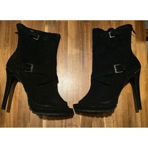 Juicy  Couture Fabia  Black Peep Toe Boots Size 9.5 Womens With Box